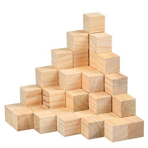 BUYGOO 50Pcs 1.5 inch Wooden Cubes Unfinished Wood Blocks for Wood Crafts, Wooden Cubes, Wood Square Blocks for Crafts and DIY Décor, and DIY
