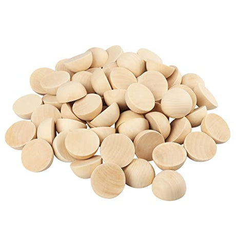 80 PCS 2 Inch Half Wood Balls, Split Wood Balls, Half Wooden Spheres, Half Round Balls, Suitable for Painting, Glass, Various Materials, DIY Jewelry GNIEMCKIN