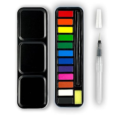 ArtSkills Travel Watercolor Kit, Watercolor Paint Set for Kids & Adults, Travel Palette with Water Brush
