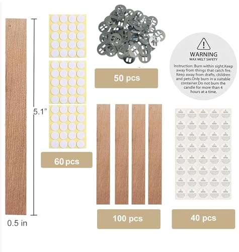 250 Pcs Wooden Candle Wicks Wicks Stickers 5.1 X 0.5 Inch 100 Natural Candle Wood Wicks 49-51 pcs Stand Candle Cores for DIY Candle Making Craft