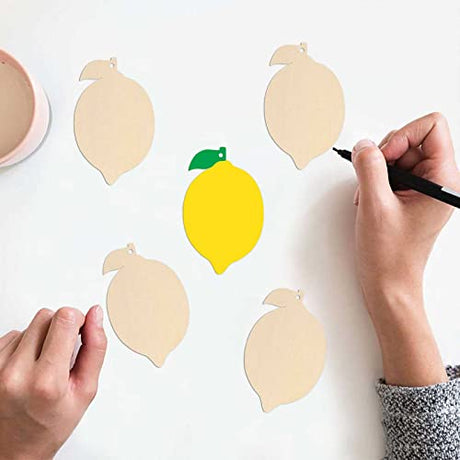 20pcs Lemon Shaped Wood Cutouts DIY Craft Cute Lemon Unfinished Wood Gift Tags Ornaments for Wedding Birthday Lemon Theme Party Decoration JANOU