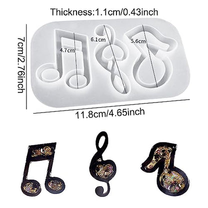 DeryArcle 2pcs Musical Instrument Shape Keychain Resin Mold,Music Note Quicksand Pendant Silicone Molds,Shaker Epoxy Resin Mould for DIY Casting - WoodArtSupply