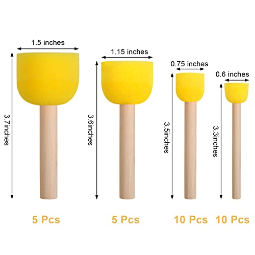 30 Pcs Round Sponges Brush Set, Round Sponge Brushes for Painting, Paint Sponges for Acrylic Painting, Painting Tools for Kids Arts and Crafts (4 vivinin