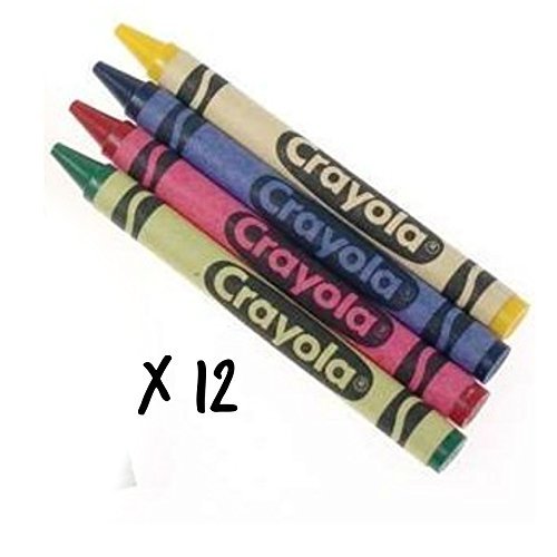Crayola 4 Pack Full Size Crayons Party Favors Bundle of 12 4 Packs (Contains Blue, Red, Green, Yellow) Crayola
