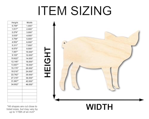 Unfinished Wood Pig Shape - Animal Craft - up to 36" DIY 8" / 1/4" - WoodArtSupply