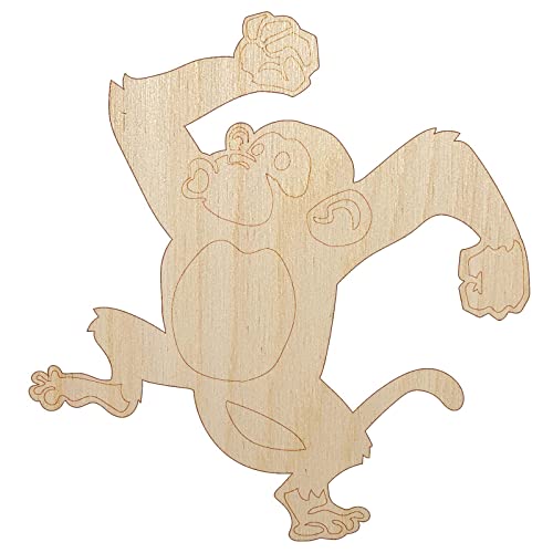 Fun Dancing Monkey Unfinished Wood Shape Piece Cutout for DIY Craft Projects - 1/4 Inch Thick - 4.70 Inch Size - WoodArtSupply