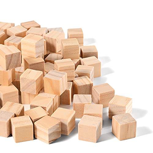 Wooden Cubes 1cm Small Wood Blocks for Crafts 2/5 inch Unfinished Natural Wood Square Block for DIY Projects and Puzzle Making (350PCS)