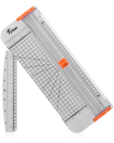 Firbon A4 Paper Cutter 12 Inch Titanium Paper Trimmer Scrapbooking Tool with Side Ruler for Craft Paper, Coupon, Label, Cardstock (White) Firbon