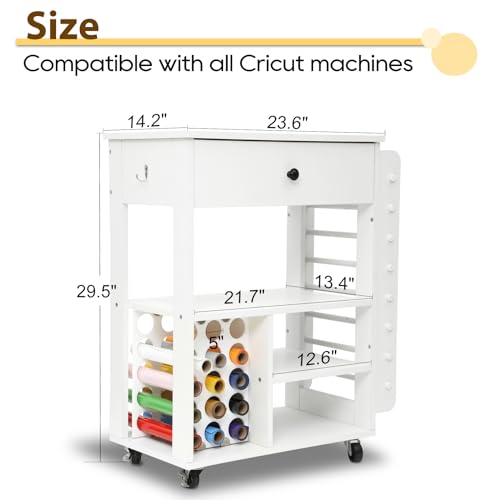 PUNLUXU Organizers and Storage Compatible with Cricut Machines - Vinyl Roll  Holder, DIY Pegboard with Accessories Organizer, Rolling Craft Table with