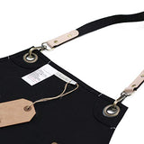 Jeanerlor Work Apron Waxed Canvas Stylist Apron with Pockets Water-Resistant Tool Aprons for Women Cross Back Straps Adjustable S-M（Black） Jeanerlor