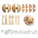 4 Pack Wooden Puzzle Games Brain Teasers Toy- 3D Puzzles for Teens and Adults - Wooden Logic Puzzle Wood Snake Cube Magic Cube Magic Ball Brain Rich Boxer