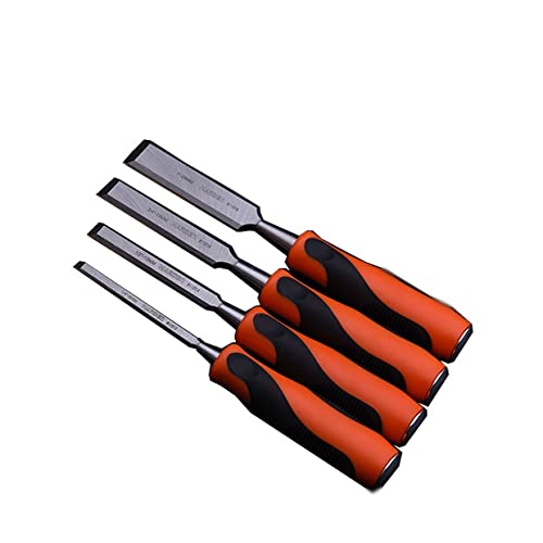 Edward Tools Harden Wood Chisel Set - Heavy Duty 4 Piece Woodworking Tools Set Includes 1/4”, 1/2”, 3/4”, 1” - Cr-V Steel with Ergo Soft Grip - Sharp - WoodArtSupply