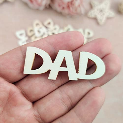 30 Pcs Little DAD Wood Crafts DIY Cutout Wooden Slices Embellishments Gift Unfinished Wood Ornaments for Happy Father's Day Daddy's Birthday Party Creaides