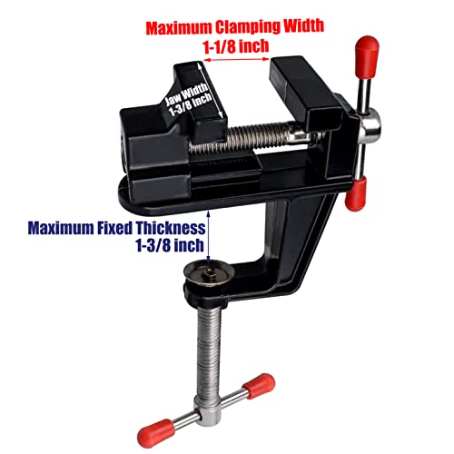Yakamoz Mini Vise Clamp Small Bench Vice Clamp on Table Vise Drill Press Vice for Wood Craft Carving Jewelry Making DIY Clip on Tool