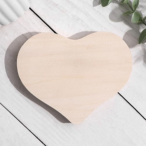 10 Unfinished Handcrafted Wooden Hearts Craft Kit - DIY Home Decor, Unfinished Wood Blanks for Crafting, Garden and Wedding Decor - Wood Heart Shape