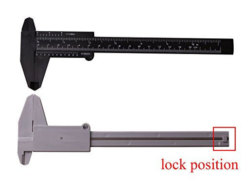 Penta Angel 2Pcs Plastic Caliper Inch/Metric 6Inch 150mm Mini Caliper Double Scale Ruler Measuring Tool for Student (Gray and Black) PENTA ANGEL