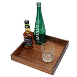 MAGIGO 12 x 12 Inches Small Square Black Walnut Wood Ottoman Tray, Serve Tea, Coffee or Breakfast in Bed, Classic Wooden Decorative Serving Tray MAGIGO