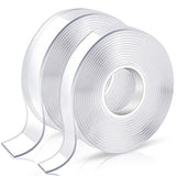 KUSUFEFI Double Sided Adhesive tape Heavy Duty, Double Stick Mounting (2 Rolls, Total 20FT), Clear Two Sided Wall tape Strips, Removable Poster tape KUSUFEFI