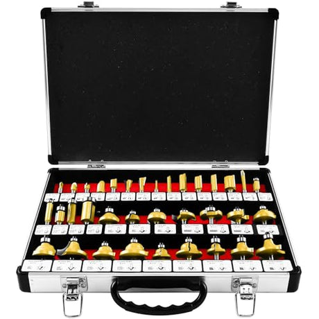 8MILELAKE Tungsten Carbide Tip Router Bits 35pcs Router Bit Set 1/4" Shank for Woodworking 8MILELAKE