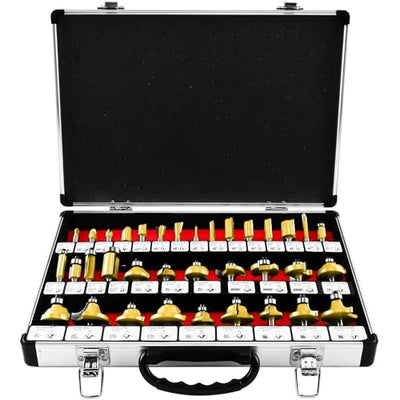 8MILELAKE Tungsten Carbide Tip Router Bits 35pcs Router Bit Set 1/4" Shank for Woodworking