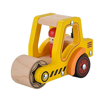 Wooden Push Car Toys for Infants 12-18 Months, 2 Pcs Baby Vehicle Toys Hand Push Car Toys for 1 2 Year Old Boys Girls (Cement Truck + Road Roller