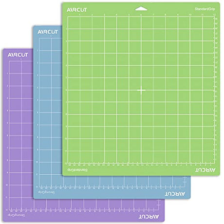 AIRCUT Cutting Mat for Cricut Maker/Explore Air 2/Air/One(12x12 Inch, StandardGrip, LightGrip, StrongGrip) Multiple Adhesive Sticky Quilting Cutting AIRCUT