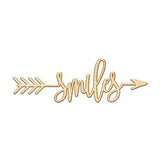 Smiles Right Arrow Wood Sign Home Decor Wall Art Hanging Rustic Unfinished 24" x 8" Woodums