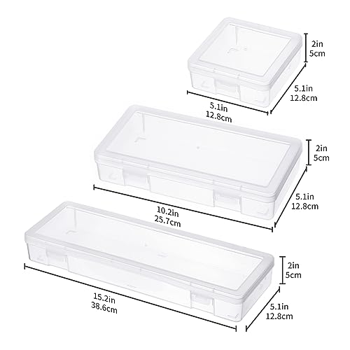 novelinks Stackable Plastic Clear Storage Box Containers with Latching Lid - Art Craft Supply Organizer Storage Containers for Pencil Box, Lego, novelinks