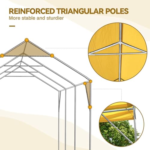 ADVANCE OUTDOOR 10x20 ft Heavy Duty Carport with Adjustable Height from 9.5ft to 11ft, Car Canopy Garage Shelter Boat Wedding Party Tent, Beige ADVANCE OUTDOOR