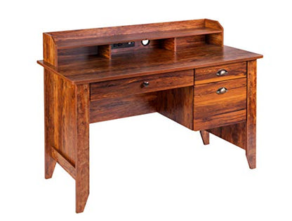 OneSpace Eleanor Executive Desk Wood Grain, Golden Cherry - WoodArtSupply