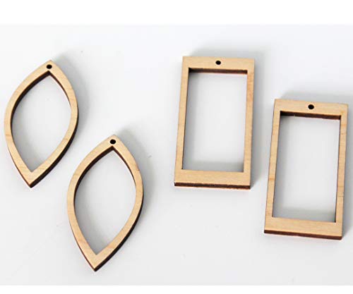 18 Unfinished Wood Laser Cutout Hollow Frame Earrings Jewelry Resin Acrylic Crafts - WoodArtSupply