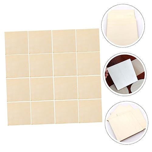 SEWOART 16pcs Pieces Square Wood Chips Wooden Cutouts Board Wooden Pallets Unfinished Wood Tiles Wooden Square Cutouts Wooden Squares for Crafts SEWOART