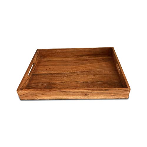 Kaizen Casa |Wooden Rectangular Serving Tray, Wood Plate, Tea/Drink Platter, Dinner Serving Tray, Snack Tray |Size_16"x 12" x 2” |Home Restaurants