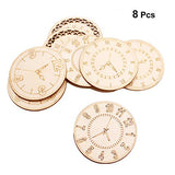 Amosfun Unfinished Wood Cutouts Natural Clock Wood Pieces for DIY Craft Decorations Children's Party Decoration 8 Pcs Amosfun