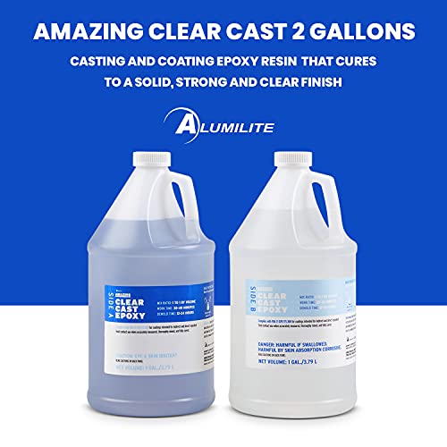 Alumilite Amazing Clear Cast [1 gal A + 1 gal B (2 Gallons) 2 Part Liquid Kit] High-Gloss Plastic Finish | Multi-Purpose Epoxy Resin for Casting & - WoodArtSupply