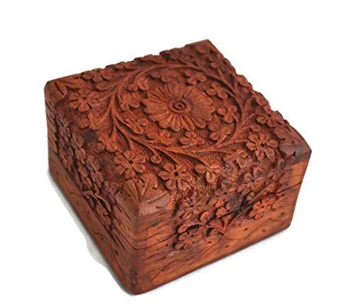 Ajuny Wooden Hand Carved Keepsake Box Jewellery Armoire Chest Organiser Perfect Unique Gifts Ideas For Women