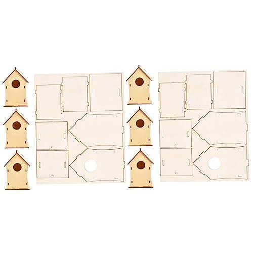 EXCEART 8 Pcs Christmas Wooden House Wood House Decor Birdhouse Kit Unfinished Wooden Bird Houses Christmas Tree Hanging Decoration Miniature Village EXCEART