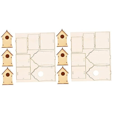 EXCEART 8 Pcs Christmas Wooden House Wood House Decor Birdhouse Kit Unfinished Wooden Bird Houses Christmas Tree Hanging Decoration Miniature Village EXCEART