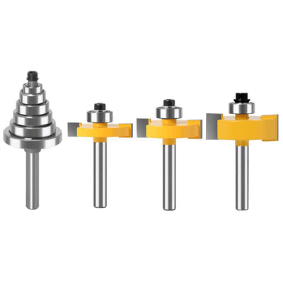 WSOOX 1/4 Inch Shank Rabbet Router Bit Set, 3 Pieces Rabbeting Router Bit with 6 Bearings Set (1/8", 1/4", 5/16", 3/8", 7/16", 1/2" Bearings) (1/4