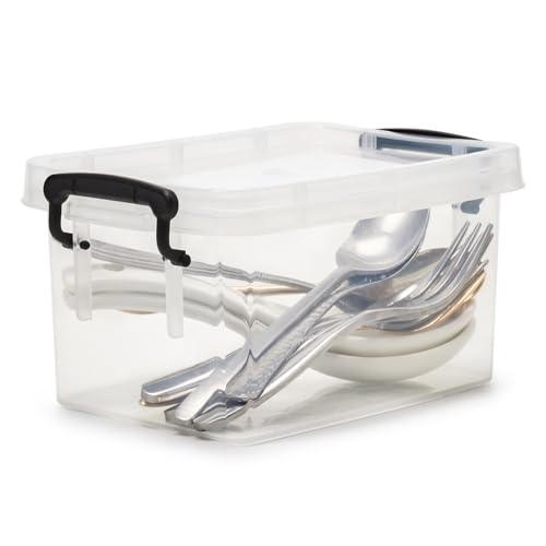 EZOWare Small Clear Plastic Lidded Storage box, 0.7 Quart Small Latch Baskets Organizer Bin Boxes with Snap Tight Lids - 6x4x3 inch, 6 Pack - WoodArtSupply