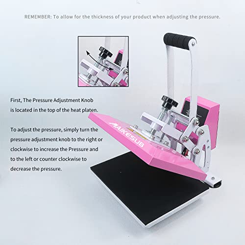 MAIKESUB 12x10 Inch High Pressure Heat Press Machine for T Shirts Digital Industrial Sublimation Printer for Heat Transfer Vinyl Intelligent Pink - WoodArtSupply