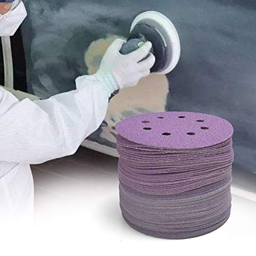 LotFancy Sanding Discs 5 Inch 8 Hole, 100PCS 40 60 80 120 180 220 240 320 400 800 Grit Assorted Professional Sandpaper, Hook and Loop Random Orbital LotFancy