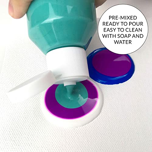 Acrylic Pouring Paint, Set of 8 x 100 ml Bottles - Pre-Mixed High Flow - Ready to Pour Paint Color Set w/ 2 Mixing Cups - Art Paints for Pouring on ARTISTIK