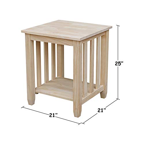 International Concepts Mission Tall End Table, Unfinished - WoodArtSupply