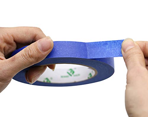 BOMEI PACK 6Pack Blue Painters Masking Tape, 1/4” 1/2” 3/4” X 60yds Multi Size Painting Paper Tape, Clean Removal with No Residue BOMEI PACK