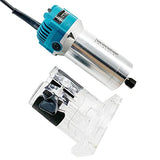 Cozyel 110V 800W Palm Router Electric Hand Trimer Wood Router 1/4" Collets Woodworking Tool Laminate Trimer, Blue Cozyel