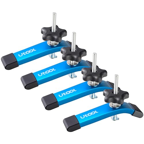 UTOOL 4 Pack T-Track Hold Down Clamps Kit, 6-1/3" L x 1-1/5" Width, Heavy Duty Anodized Clamps for Woodworking, Starlight Blue UTOOL