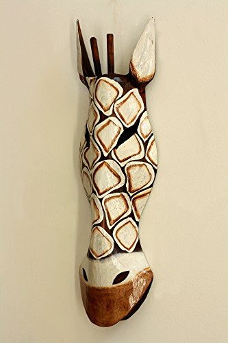 G6 Collection 20" African Wooden Tribal Giraffe Mask Hand Carved Wall Plaque Hanging Home Decor Accent Art Unique Sculpture Decoration Handmade - WoodArtSupply