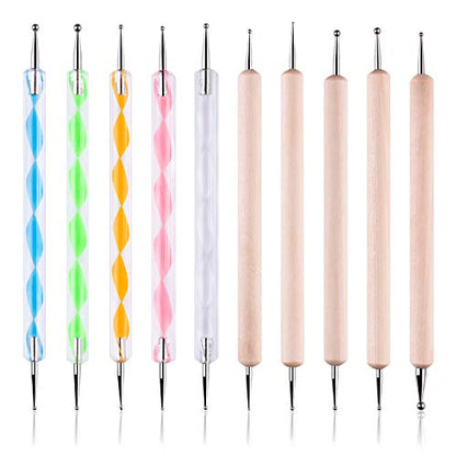 10 pc 2 Way Dotting Pen Tool Nail Art Tip Dot Paint Manicure kit, Embossing Stylus for Painting