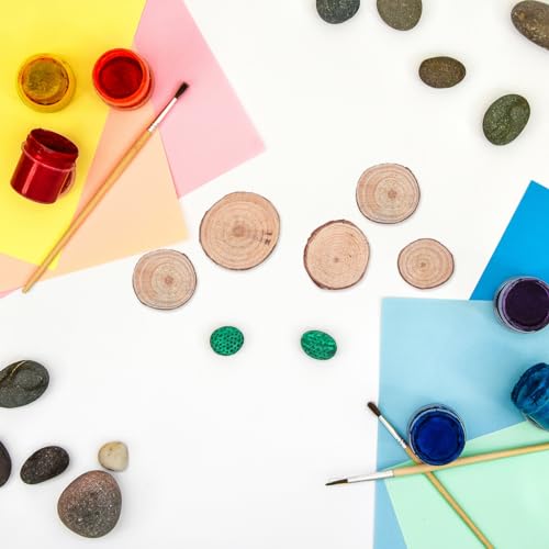 VOSAREA Unfinished Wood Slices 120pcs Round Wooden Discs Circle Wood Pieces Predrilled Wood Circles Wooden Cutouts Embellishments Ornaments for DIY VOSAREA